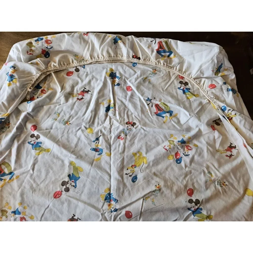 VTG WALT DISNEY PRODUCTIONS MICKY MOUSE WAMSUTTA CRIB SHEET ‎ FITTED 1970s?